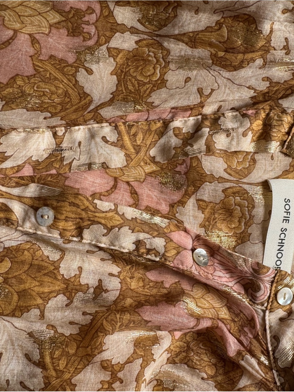 Pink & Brown Floral Button-Up Blouse - Picture 6 of 7